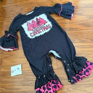 Black and Pink Christmas Romper
